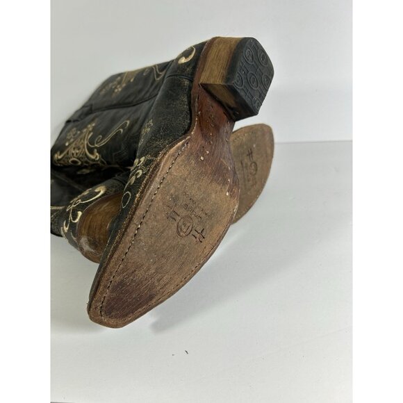 Vintage 90s Western Cowboy Boots Leather Filagree Floral Embroidered Womens 7 - Picture 6 of 12